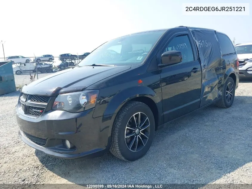 2018 Dodge Grand Caravan Gt VIN: 2C4RDGEG6JR251221 Lot: 12098599