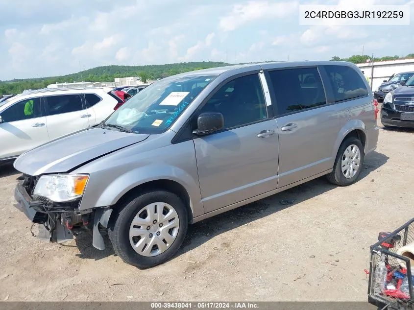 2018 Dodge Grand Caravan Se VIN: 2C4RDGBG3JR192259 Lot: 39438041