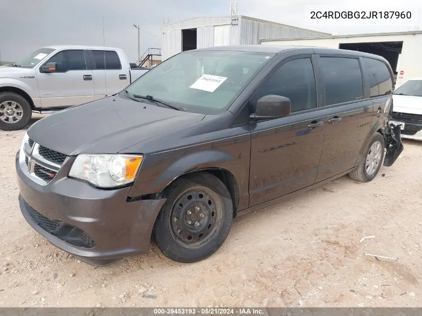 2018 Dodge Grand Caravan Se VIN: 2C4RDGBG2JR187960 Lot: 39453193