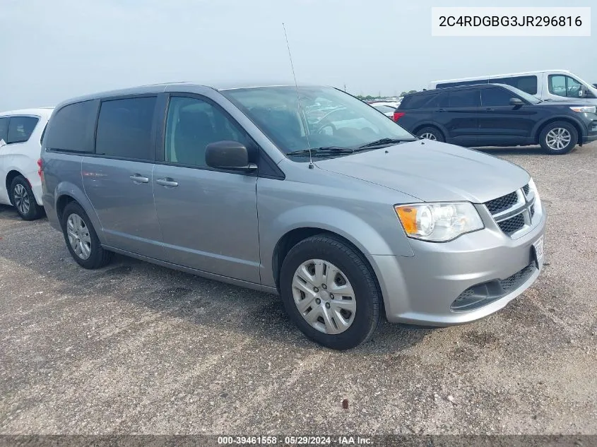 2018 Dodge Grand Caravan Se VIN: 2C4RDGBG3JR296816 Lot: 39461558