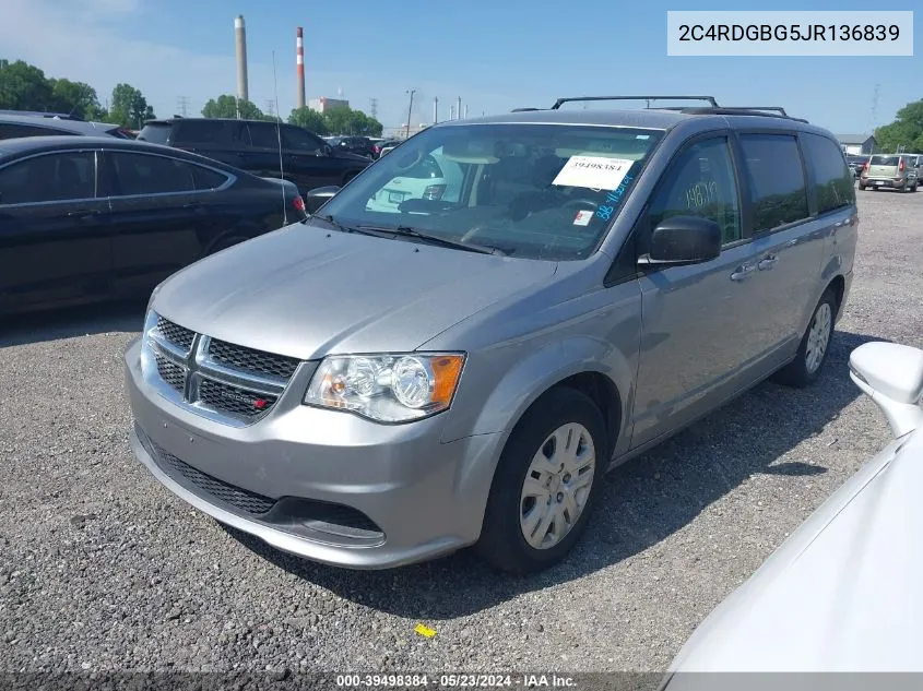 2018 Dodge Grand Caravan Se VIN: 2C4RDGBG5JR136839 Lot: 39498384