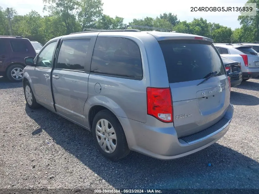 2018 Dodge Grand Caravan Se VIN: 2C4RDGBG5JR136839 Lot: 39498384