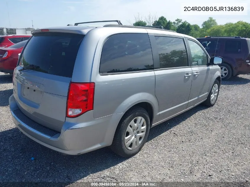 2018 Dodge Grand Caravan Se VIN: 2C4RDGBG5JR136839 Lot: 39498384