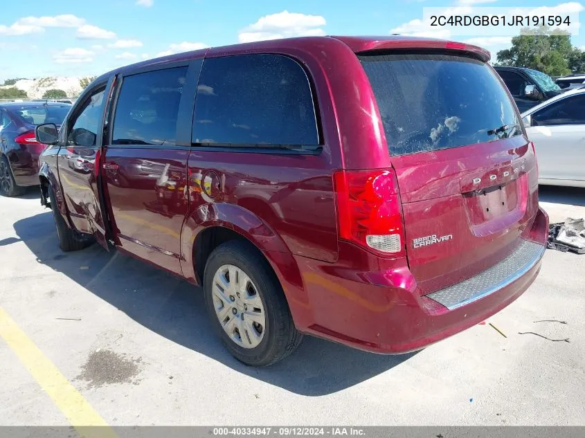 2C4RDGBG1JR191594 2018 Dodge Grand Caravan Se