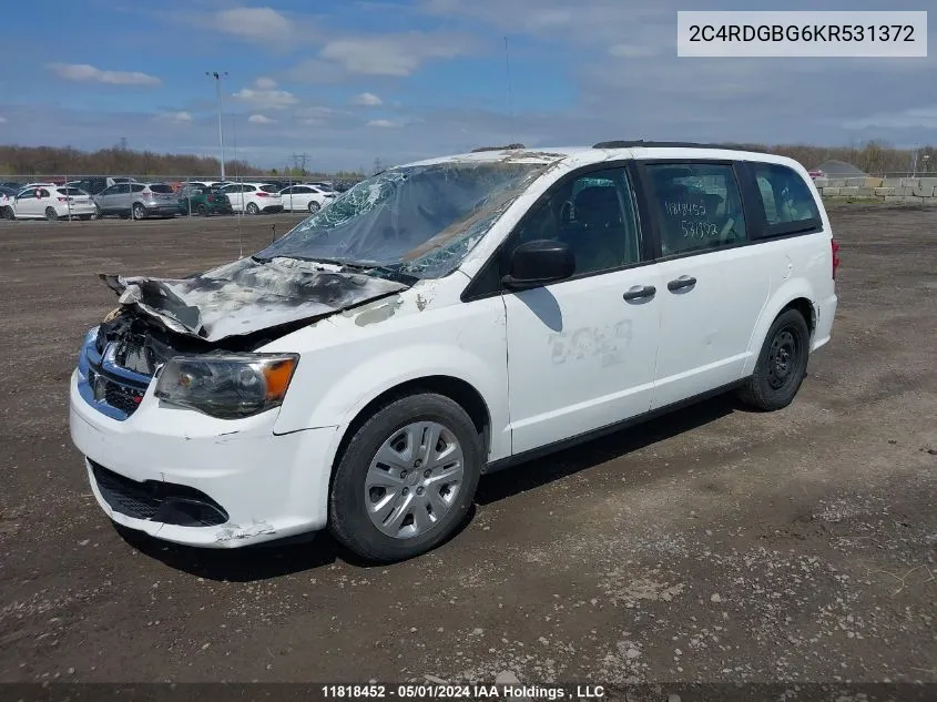 2019 Dodge Grand Caravan Se VIN: 2C4RDGBG6KR531372 Lot: 11818452