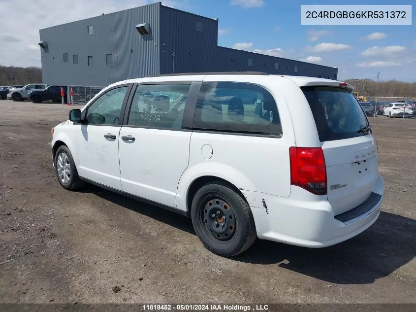 2019 Dodge Grand Caravan Se VIN: 2C4RDGBG6KR531372 Lot: 11818452