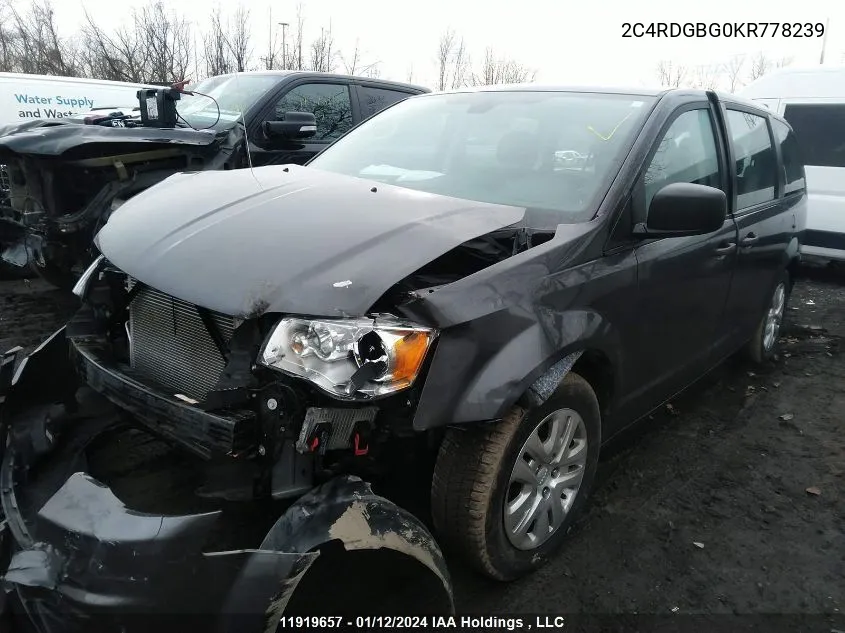 2C4RDGBG0KR778239 2019 Dodge Grand Caravan Cvp/Sxt