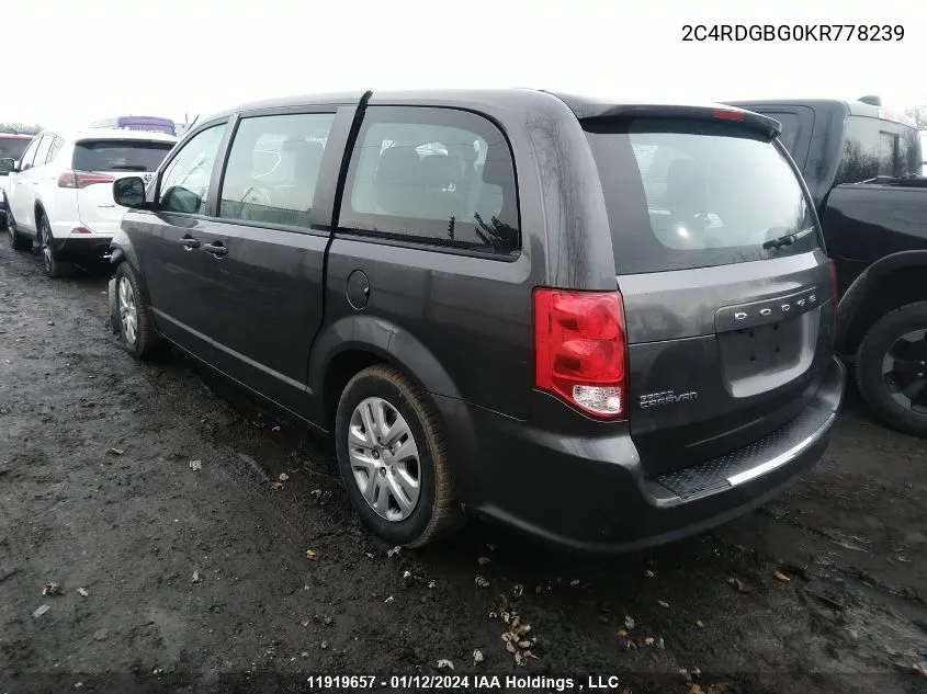 2C4RDGBG0KR778239 2019 Dodge Grand Caravan Cvp/Sxt