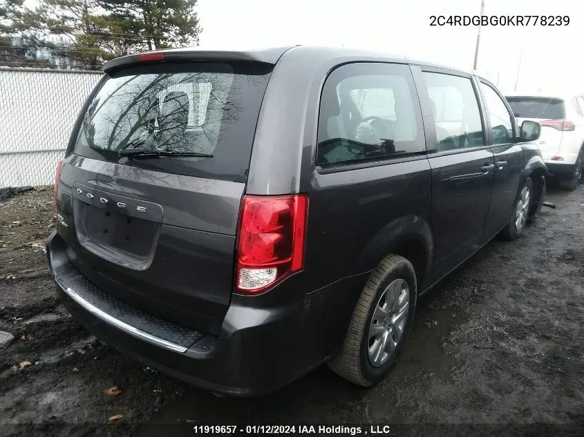 2C4RDGBG0KR778239 2019 Dodge Grand Caravan Cvp/Sxt