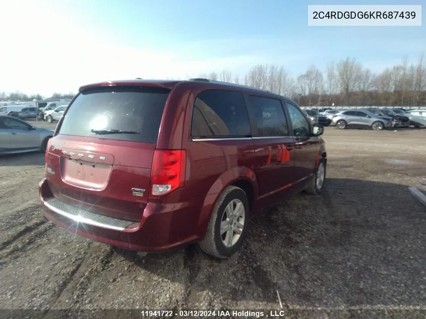 2019 Dodge Grand Caravan Crew VIN: 2C4RDGDG6KR687439 Lot: 11941722