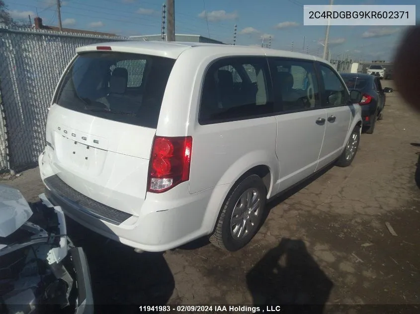 2C4RDGBG9KR602371 2019 Dodge Grand Caravan Cvp/Sxt