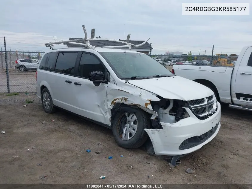 2C4RDGBG3KR585177 2019 Dodge Grand Caravan Se