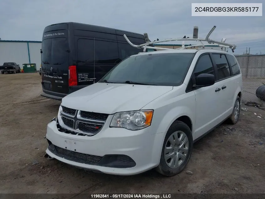 2019 Dodge Grand Caravan Se VIN: 2C4RDGBG3KR585177 Lot: 11982841