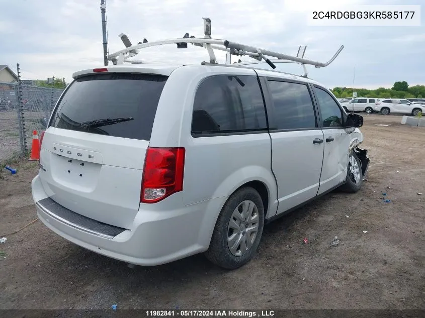 2C4RDGBG3KR585177 2019 Dodge Grand Caravan Se