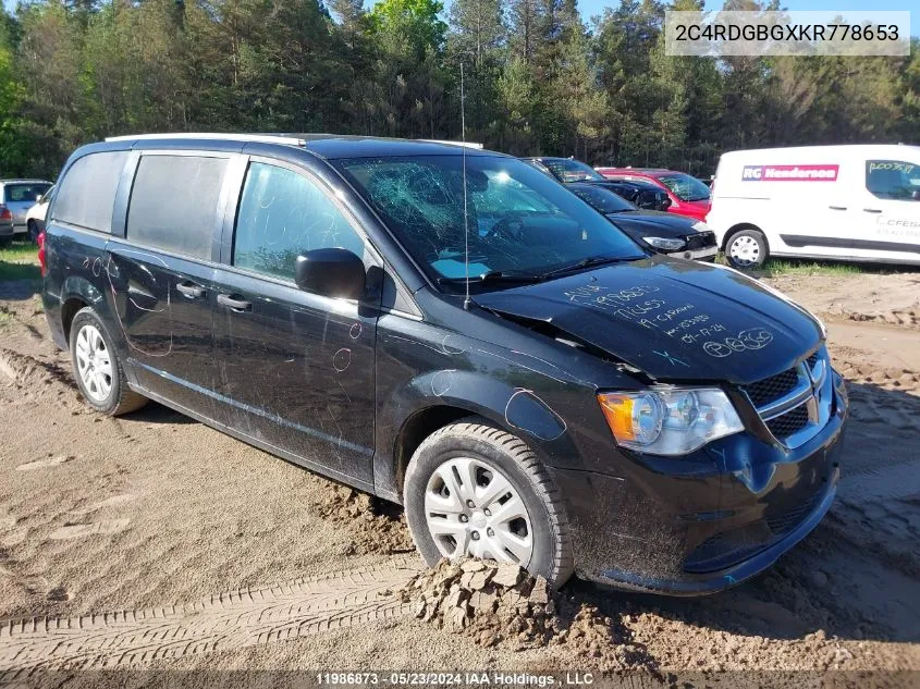 2C4RDGBGXKR778653 2019 Dodge Grand Caravan Cvp/Sxt