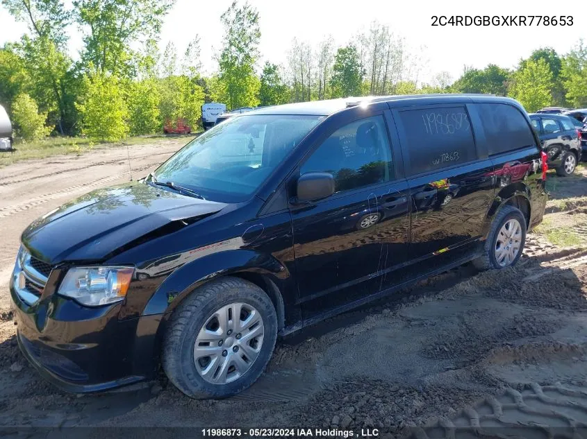 2C4RDGBGXKR778653 2019 Dodge Grand Caravan Cvp/Sxt