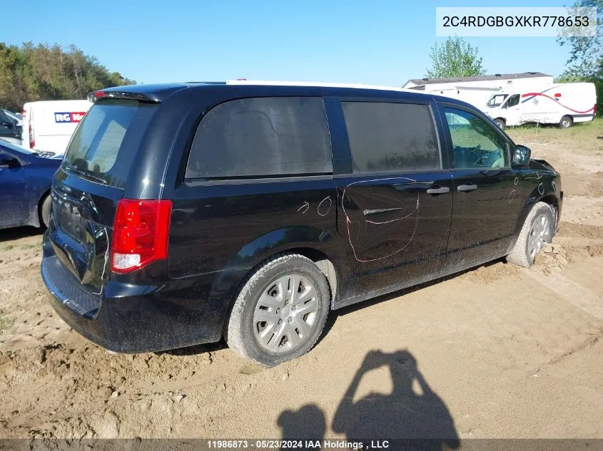 2C4RDGBGXKR778653 2019 Dodge Grand Caravan Cvp/Sxt