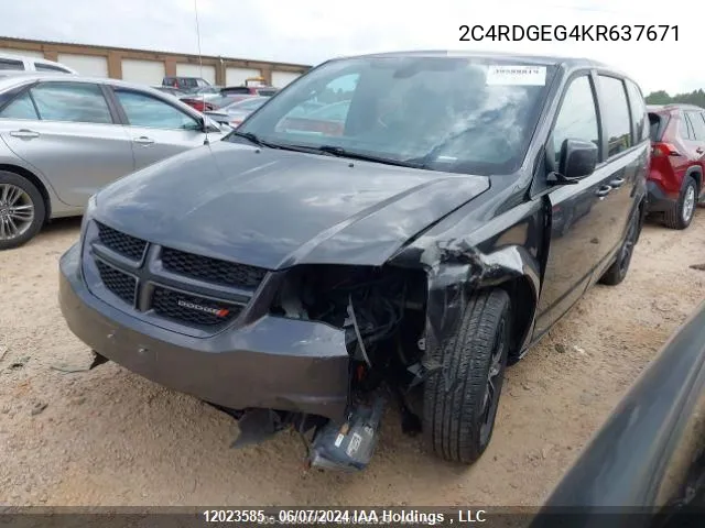 2C4RDGEG4KR637671 2019 Dodge Grand Caravan Gt