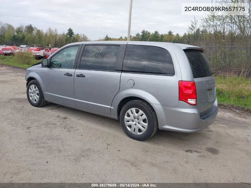 2019 Dodge Grand Caravan Se VIN: 2C4RDGBG9KR657175 Lot: 39379659