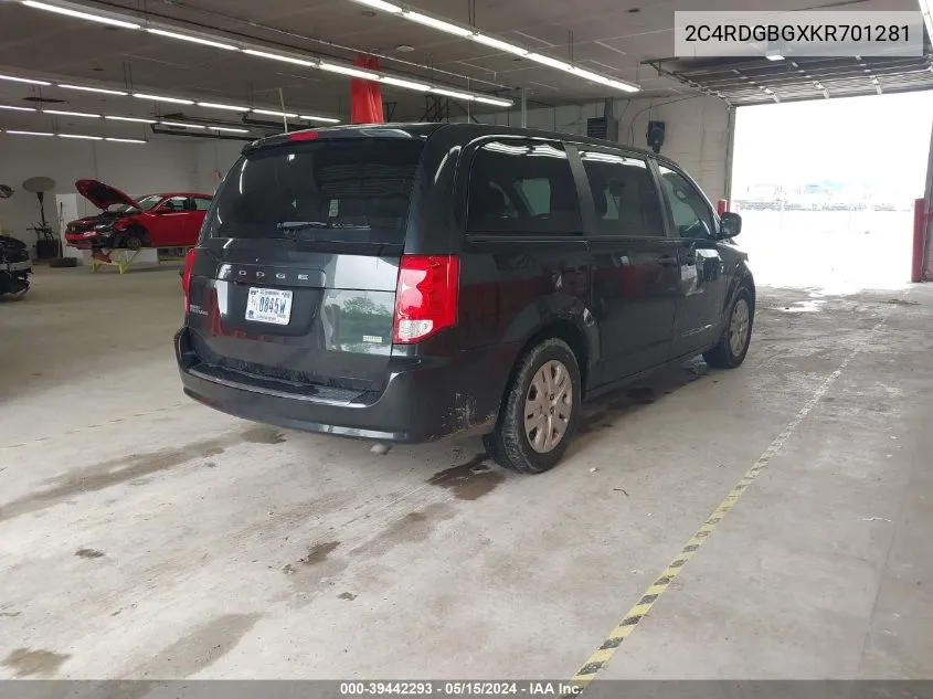 2C4RDGBGXKR701281 2019 Dodge Grand Caravan Se