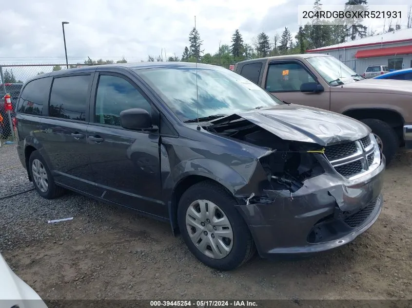 2C4RDGBGXKR521931 2019 Dodge Grand Caravan Se