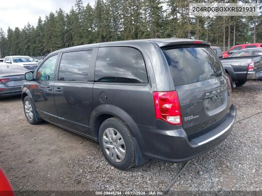 2C4RDGBGXKR521931 2019 Dodge Grand Caravan Se