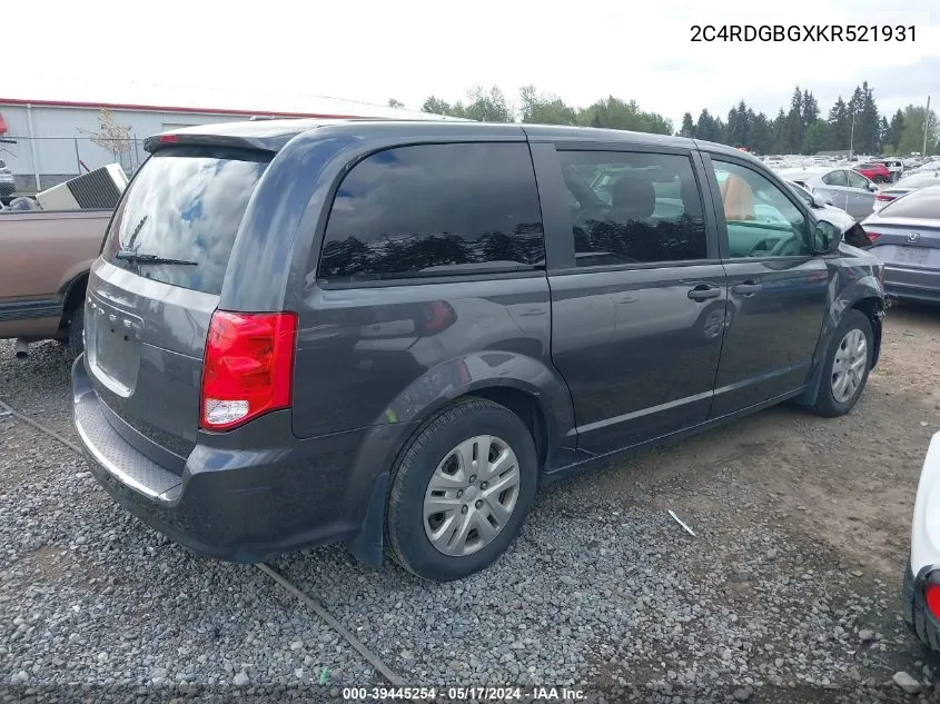 2C4RDGBGXKR521931 2019 Dodge Grand Caravan Se