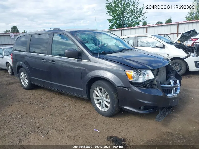 2019 Dodge Grand Caravan Sxt VIN: 2C4RDGCG1KR692386 Lot: 39452800