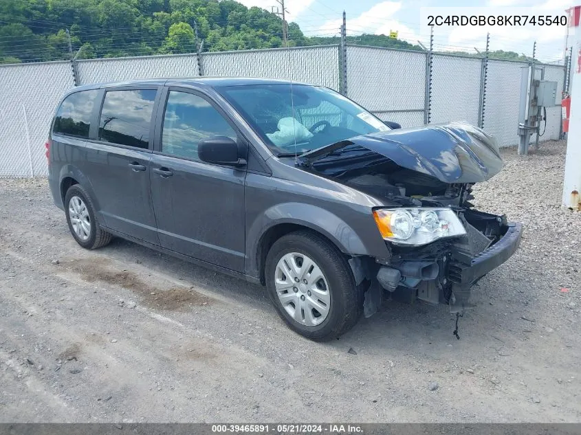 2019 Dodge Grand Caravan Se VIN: 2C4RDGBG8KR745540 Lot: 39465891