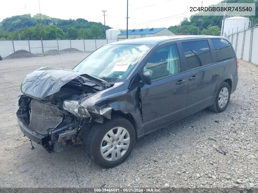 2019 Dodge Grand Caravan Se VIN: 2C4RDGBG8KR745540 Lot: 39465891