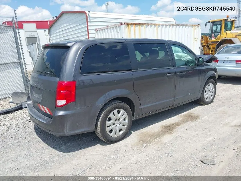 2C4RDGBG8KR745540 2019 Dodge Grand Caravan Se