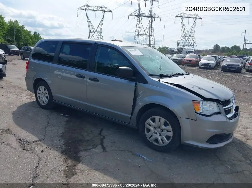 2019 Dodge Grand Caravan Se VIN: 2C4RDGBG0KR602601 Lot: 39472996