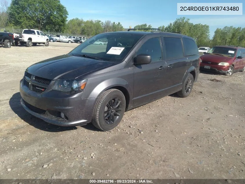 2C4RDGEG1KR743480 2019 Dodge Grand Caravan Gt