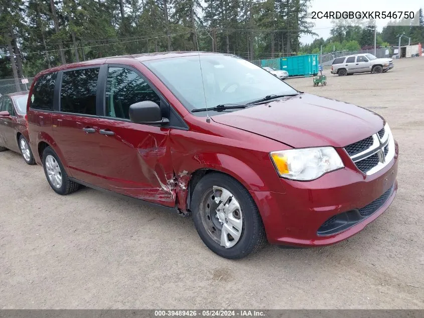 2019 Dodge Grand Caravan Cvp/Sxt VIN: 2C4RDGBGXKR546750 Lot: 39489426