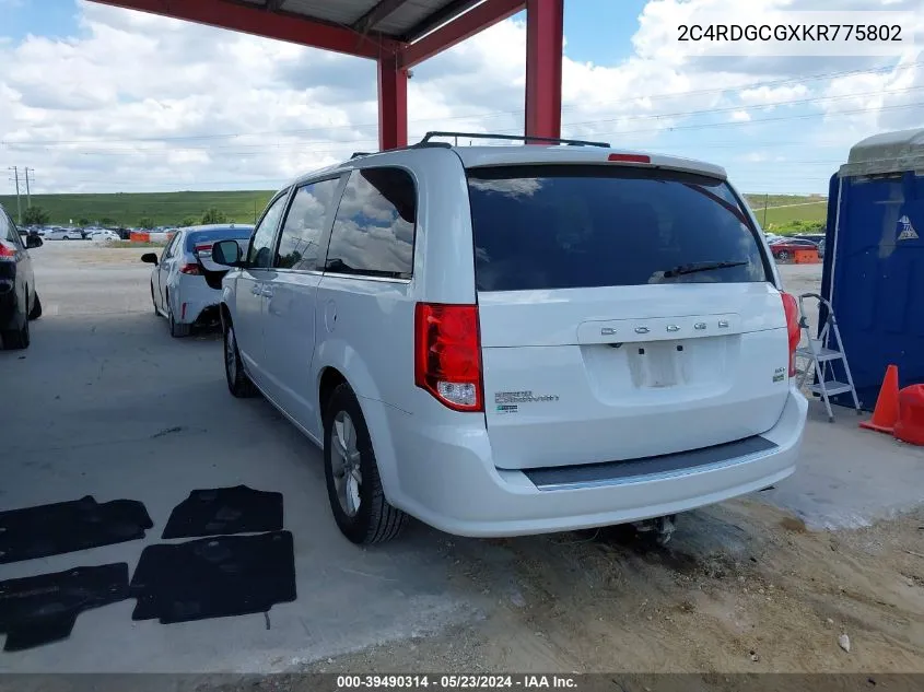 2019 Dodge Grand Caravan Sxt VIN: 2C4RDGCGXKR775802 Lot: 39490314