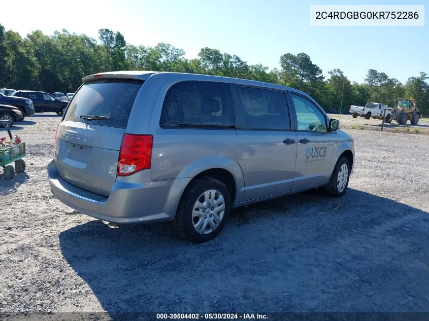 2C4RDGBG0KR752286 2019 Dodge Grand Caravan Se