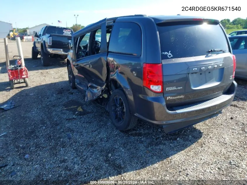 2C4RDGEG5KR671540 2019 Dodge Grand Caravan Gt