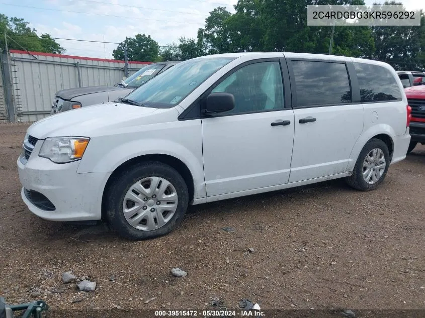 2019 Dodge Grand Caravan Se VIN: 2C4RDGBG3KR596292 Lot: 39515472