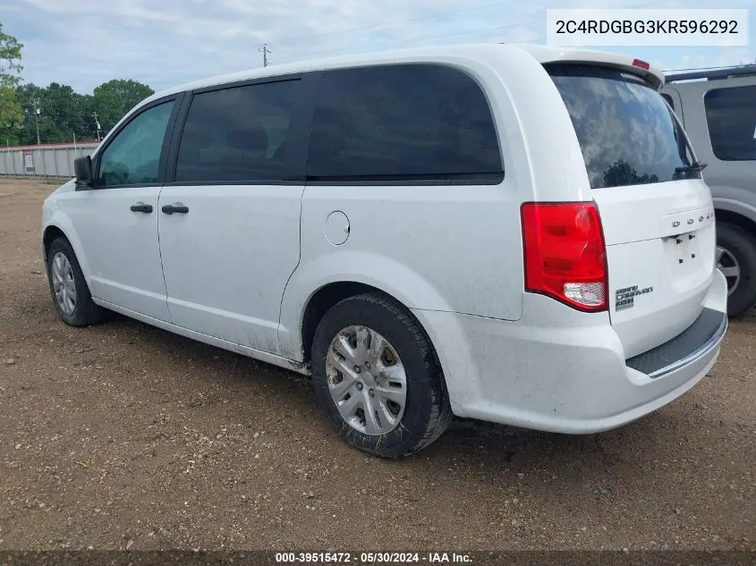 2C4RDGBG3KR596292 2019 Dodge Grand Caravan Se