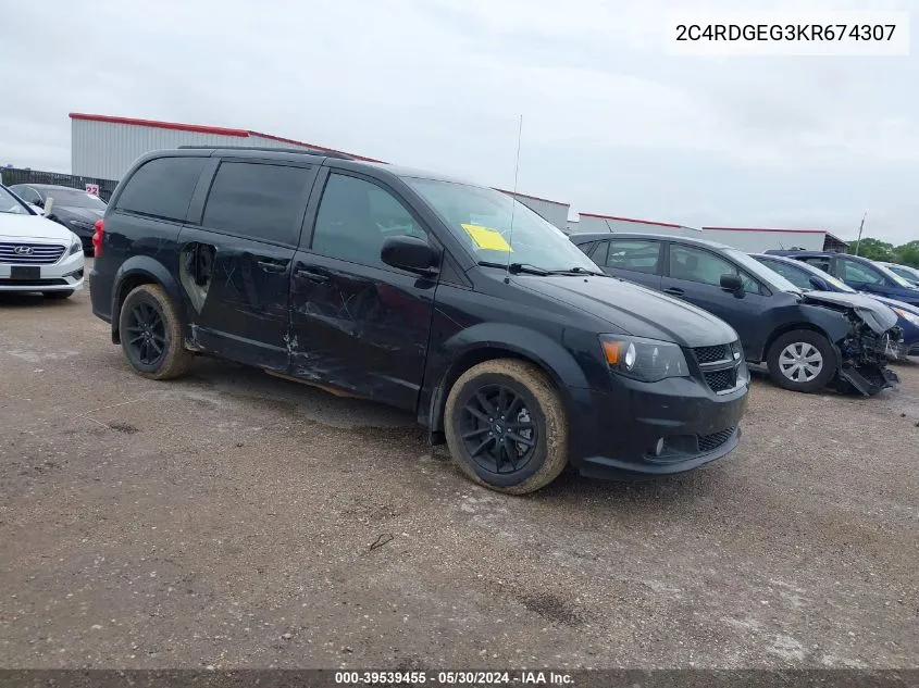 2019 Dodge Grand Caravan Gt VIN: 2C4RDGEG3KR674307 Lot: 39539455