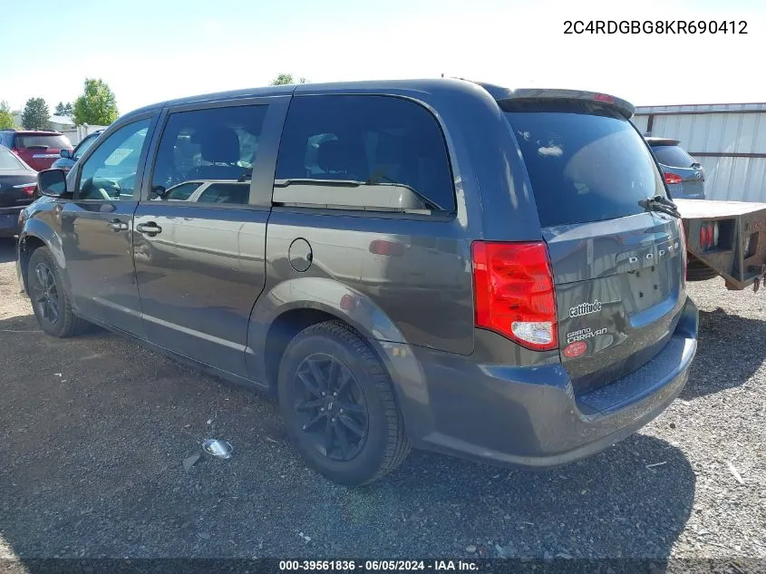 2019 Dodge Grand Caravan Se Plus VIN: 2C4RDGBG8KR690412 Lot: 39561836