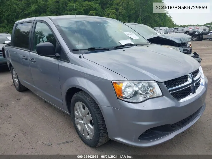 2019 Dodge Grand Caravan Se VIN: 2C4RDGBG5KR729859 Lot: 39562959