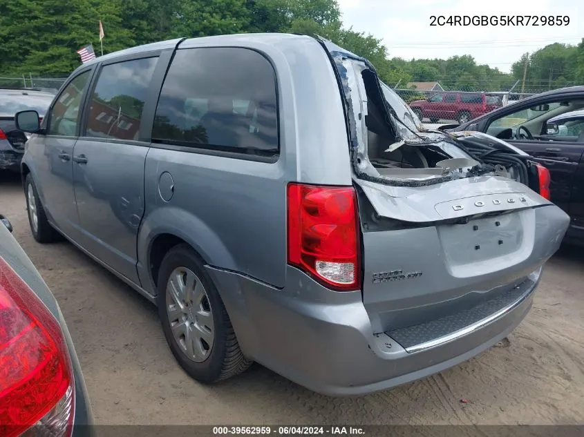 2019 Dodge Grand Caravan Se VIN: 2C4RDGBG5KR729859 Lot: 39562959