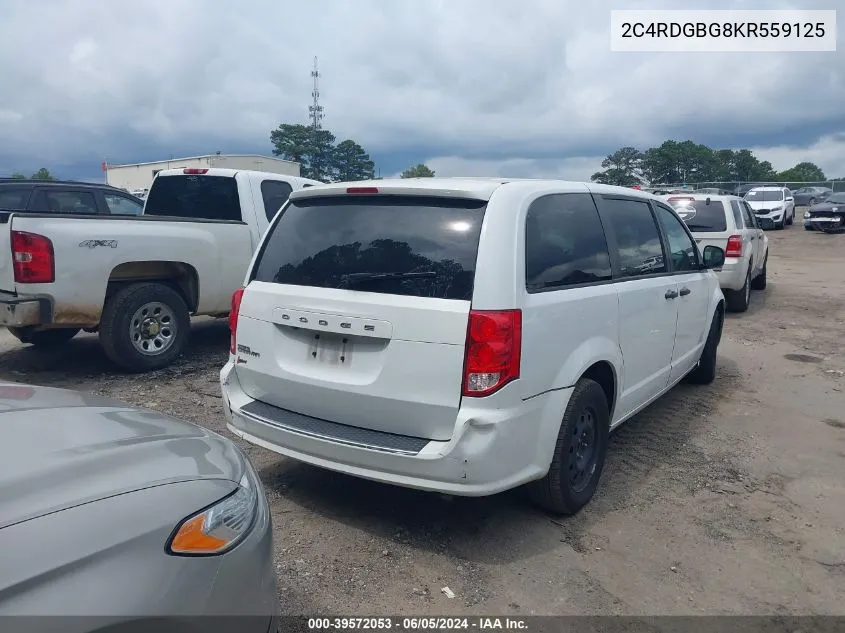 2019 Dodge Grand Caravan Se VIN: 2C4RDGBG8KR559125 Lot: 39572053