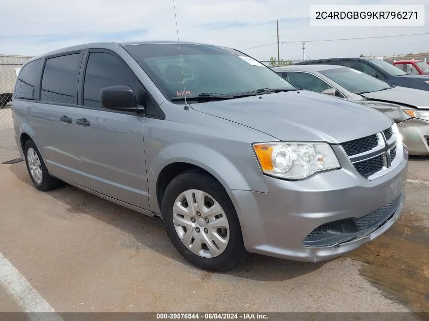 2019 Dodge Grand Caravan Se VIN: 2C4RDGBG9KR796271 Lot: 39576544