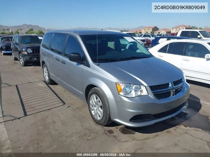 2019 Dodge Grand Caravan Se VIN: 2C4RDGBG9KR809049 Lot: 39583399