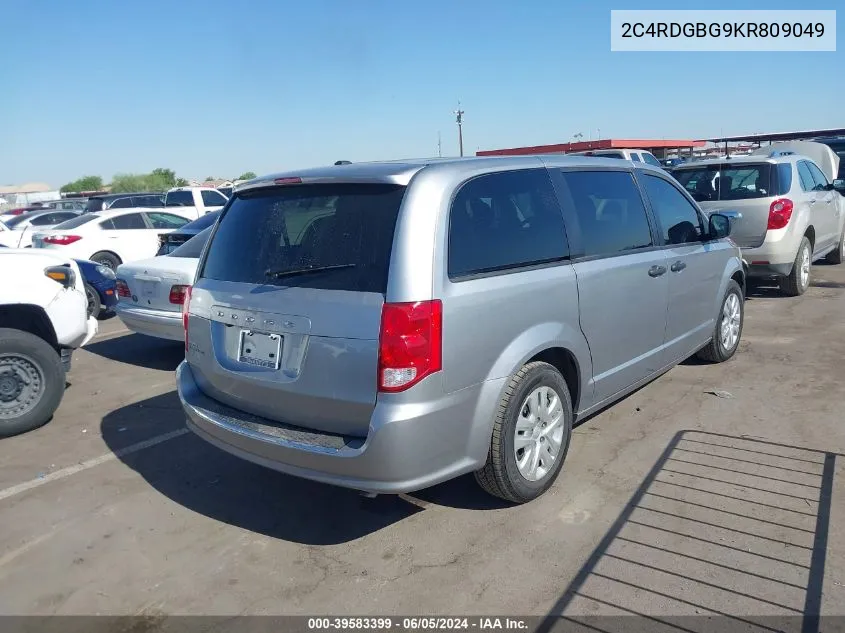 2019 Dodge Grand Caravan Se VIN: 2C4RDGBG9KR809049 Lot: 39583399