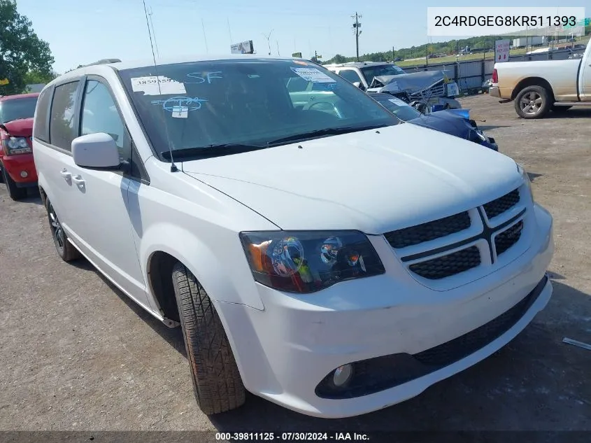 2019 Dodge Grand Caravan Gt VIN: 2C4RDGEG8KR511393 Lot: 39811125