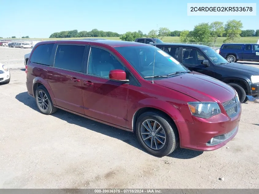 2019 Dodge Grand Caravan Gt VIN: 2C4RDGEG2KR533678 Lot: 39836375