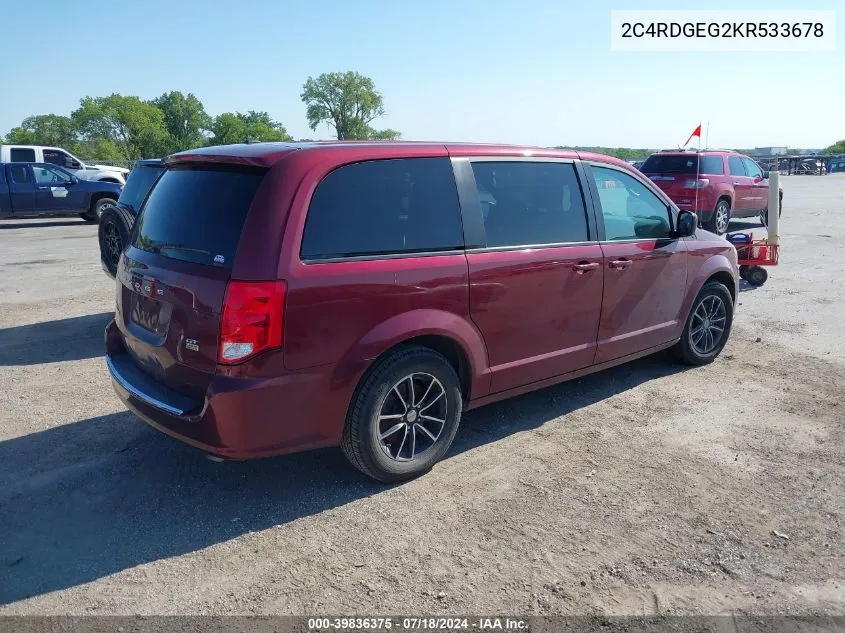 2019 Dodge Grand Caravan Gt VIN: 2C4RDGEG2KR533678 Lot: 39836375